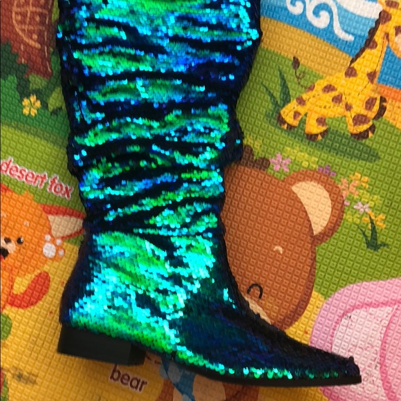 Mermaid sequin slouchy cowboy knee high boot - Picture 5 of 6